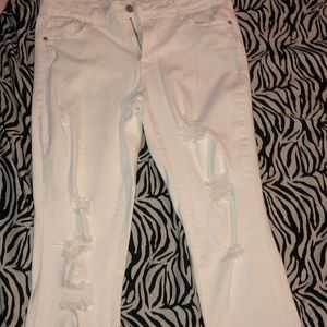White ripped jeans